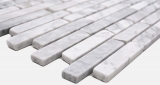 Muestra de mano azulejos de mosaico de piedra natural mármol blanco carrara look mate pared suelo cocina baño ducha MOS40-Brick2000_m