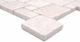 Muestra de mano azulejos de mosaico de piedra natural mármol marfil mate pared suelo cocina baño ducha MOS40-FP41_m