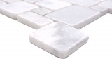 Muestra de mano azulejos de mosaico de piedra natural mármol blanco mate pared suelo cocina baño ducha MOS40-FP42_m