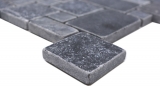 Muestra de mano azulejos de mosaico de piedra natural mármol negro mate pared suelo cocina baño ducha MOS40-FP43_m
