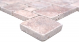 Muestra de mano azulejos de mosaico de piedra natural travertino rojo mate pared suelo cocina baño ducha MOS40-FP45_m
