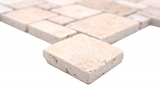 Muestra de mano azulejos de mosaico de piedra natural travertino beige mate pared suelo cocina baño ducha MOS40-FP46_m