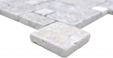 Muestra de mano azulejos de mosaico de piedra natural travertino blanco gris mate pared suelo cocina baño ducha MOS40-FP47_m
