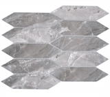 Mosaico cerámico hexágono aspecto piedra alargado gris oscuro mate MOS13-L0208