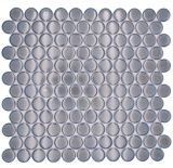 Azulejo de mosaico de cerámica Button Loop Penny Round uni gris azul antracita brillante MOS10-0204GR