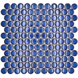 Azulejo de mosaico de cerámica botón lazo penny redondo uni cobalto azul brillante MOS10-0405GR