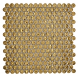 Cerámica mosaico azulejo botón lazo penny redondo uni oro martillado MOS10-0707