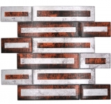 Mosaico de vidrio mosaico azulejo 2D-look rojo plata gris sombreado MOS88-W1