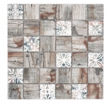 Azulejo de mosaico de vidrio Medio Vintage Patchwork beige aspecto madera adorno MOS160-W700