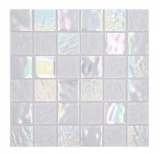 Mosaico de vidrio mosaico azulejo medio flip flop iridiscente blanco multicolor MOS66-S10-48