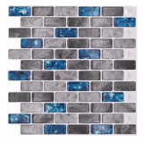 Rectángulo de vinilo autoadhesivo para mosaico compuesto gris azul iridiscente MOS200-MS8