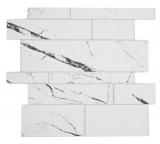 Estera de mosaico autoadhesiva vinilo aspecto piedra blanco negro gris aspecto Carrara rectangular MOS200-SP02