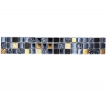 Borde de mosaico Borde de mosaico de vidrio piedra natural negro dorado MOS92BOR-650