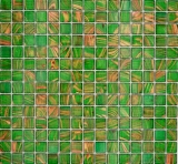 Azulejo de mosaico de vidrio verde perla claro verde claro oro cobre iridiscente MOS230-G24