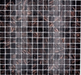 Mosaico de vidrio mosaico azulejo negro cobre iridiscente brillante MOS230-G49