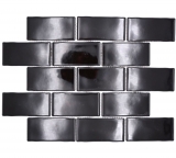 Mosaico de cerámica negro brillante ladrillo mirada mosaico azulejo pared cocina azulejo backsplash baño ducha pared MOS26-112_f