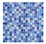 Mosaico de vidrio mezcla blanco azul brillante mosaico azulejo cocina pared azulejo espejo baño ducha pared MOS92-0104_f