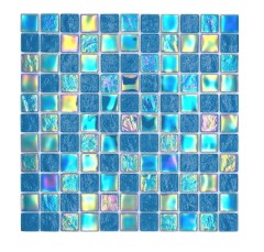 Mosaico de azulejos de vidrio mosaico iridium azul brillante mosaico azulejo de la pared de la cocina azulejo espejo baño ducha pared MOS65-S63_f