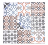 Mosaico de azulejos autoadhesivos mezcla crema/azul/naranja/gris mate retro look mosaico azulejo cocina pared azulejo espejo baño MOS200-S1406_f