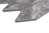 Muestra de mano mosaico cerámico hexágono efecto piedra alargado gris oscuro mate MOS13-L0208_m