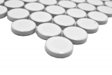 Muestra de mano mosaico cerámico azulejo Button Loop Penny Round uni blanco brillante MOS10-0102GR_m