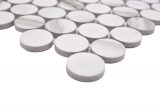 Muestra de mano mosaico cerámico Button Loop Penny Round Calacatta blanco gris-marrón mate MOS10-1112GR_m