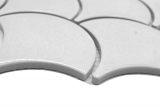 Muestra de mano cerámica mosaico azulejo ventilador peces escala liso blanco hielo craquelado estilo MOS13-FS1_m
