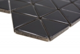 Muestra de mano cerámica mosaico azulejo triángulo diamante uni negro brillante MOS13-t59_m