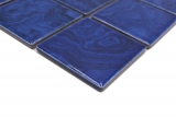 Pintado a mano azulejo de mosaico de cerámica azul cobalto rayas azul claro MOS14-0406_m