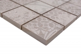 Muestrario de mano mosaico cerámico gres porcelánico gris claro beige estampado MOS14-B1_m