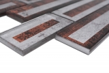 Muestra de la mano de mosaico de vidrio mosaico de azulejos 2D-look marrón plata gris sombreado MOS88-W1_m