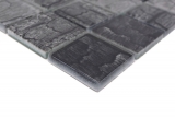 Muestra de mano mosaico de vidrio mosaico azulejo aspecto piedra gris bosque gris oscuro MOS88-88P_m