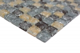 Muestra de mano mosaico de vidrio mosaico azulejo roto gris beige marrón MOS92-1302_m