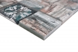 Muestra de mano mosaico de vidrio mosaico azulejo Medio Vintage Patchwork gris marrón pastel verde efecto madera ornamento MOS160-W900_m