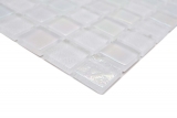 Muestra de mano mosaico de vidrio mosaico azulejo pequeño flip flop iridiscente blanco multicolor MOS65-S10_m
