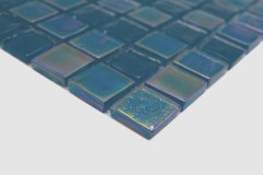 Mano patrón de mosaico de vidrio mosaico azulejo pequeño flip flop iridiscente negro multicolor MOS65-S63_m