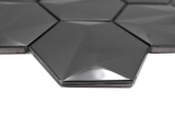 Muestra de mano acero inoxidable hexágono mosaico azulejos 3D acero tungsteno brillante/mate MOS128-PL_m