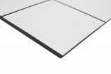 Muestrario a mano mosaico autoadhesivo estera metal blanco aspecto azulejo con junta negra MOS200-W01_m