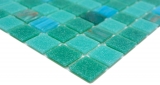 Muestra de mano mosaico de vidrio piscina mosaico flotante turquesa verde mezcla cobre iridiscente MOS200-SMT_m