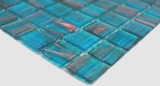 Muestra de mano mosaico de vidrio mosaico azulejo azul turquesa perla genciana cobre iridiscente MOS230-G62_m