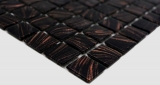 Muestra de mano mosaico de vidrio mosaico azulejo negro cobre iridiscente shimmering MOS230-G49_m