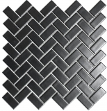 Mosaico de cerámica en espiga negro mate mosaico azulejo backsplash MOS24-CHB06BM_f