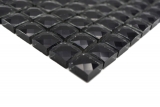 Muestra de mano mosaico de vidrio QUADRAT CRYSTAL GLITZER negro pared suelo interior exterior salón cocina baño ducha piscina MOS130-B824_m
