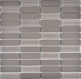 Mosaico de azulejos de cerámica varillas gris sin esmaltar vidrio azulejo backsplash MOS24-0204