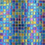 Mosaico de vidrio azulejos de mosaico negro madreperla arco iris iridium azulejo backsplash cocina cuarto de baño MOS240-WA48