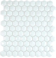 Mosaico de vidrio hexagonal hexágono mosaico blanco 3D mosaico azulejos pared azulejos backsplash cocina baño MOS11-AR01