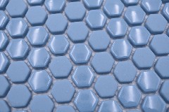 Muestra de mano Hexágono Esmalte mezcla azul brillante/mate pared azulejo backsplash cocina ducha baño MOS140-0401_m