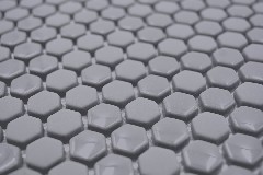 Muestra de mano Hexágono Esmalte mezcla gris brillante/mate pared azulejo backsplash cocina ducha baño MOS140-0201_m