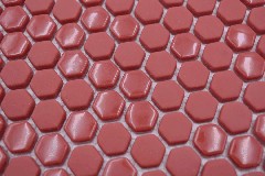Muestra de mano Hexágono Esmalte mezcla rojo brillante/mate pared azulejo backsplash cocina ducha baño MOS140-0901_m