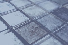 Muestra de mano mosaico de vidrio cuadrado Crystal mix Azul pared azulejo backsplash cocina ducha baño MOS88-0411_m